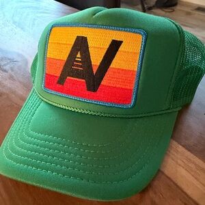 Aviator Nation Trucker Hat Rainbow Patch Green NWOT